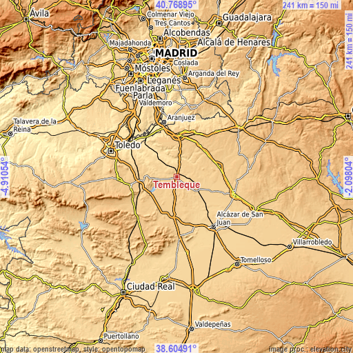 Topographic map of Tembleque