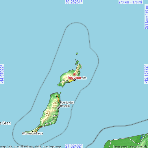 Topographic map of Teguise