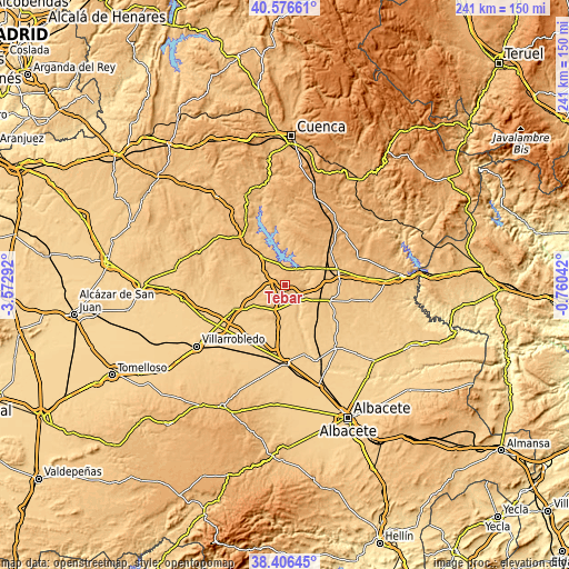 Topographic map of Tébar