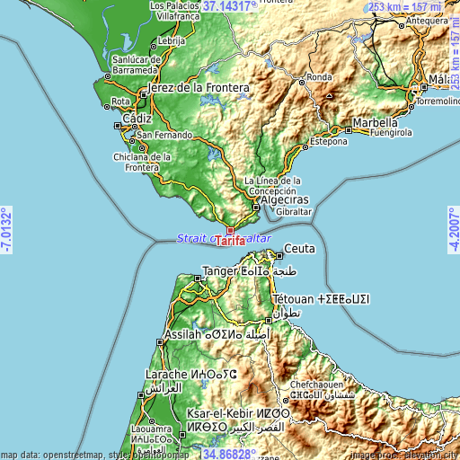 Topographic map of Tarifa