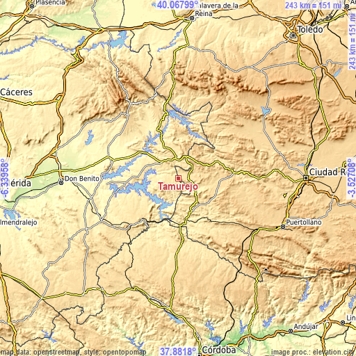 Topographic map of Tamurejo