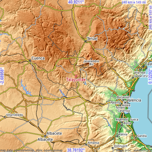 Topographic map of Talayuelas