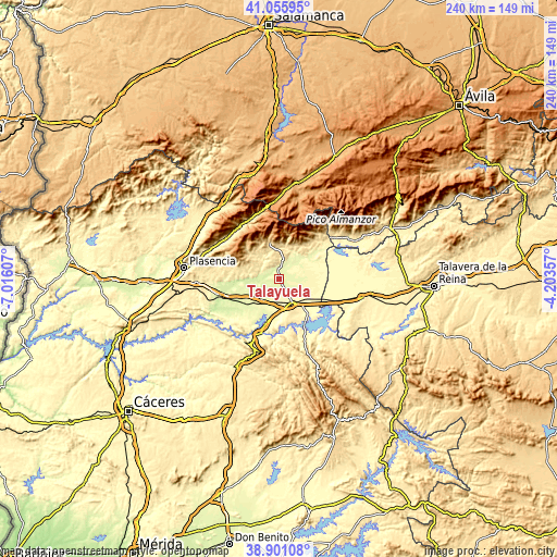 Topographic map of Talayuela