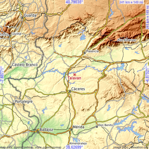Topographic map of Talaván