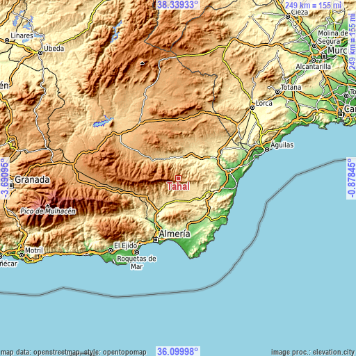 Topographic map of Tahal