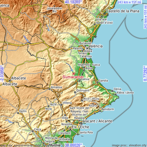 Topographic map of Sumacàrcer