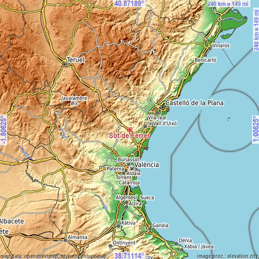 Topographic map of Sot de Ferrer