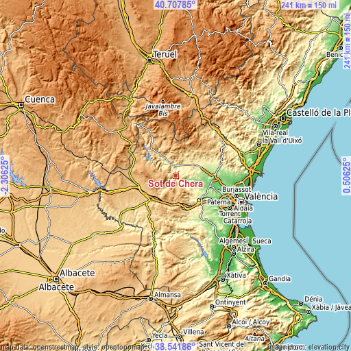 Topographic map of Sot de Chera