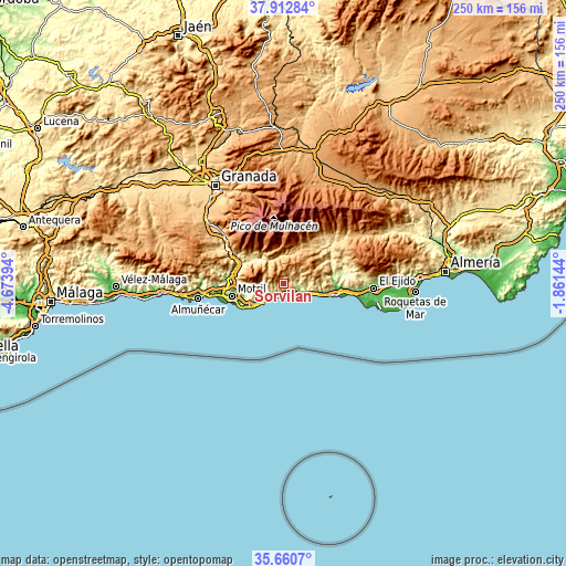 Topographic map of Sorvilán
