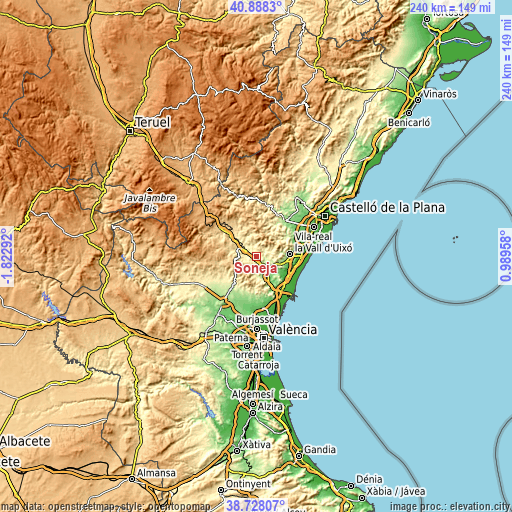 Topographic map of Soneja