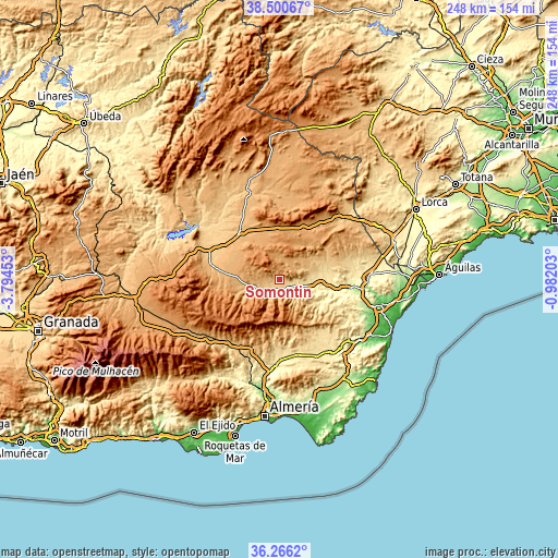 Topographic map of Somontín