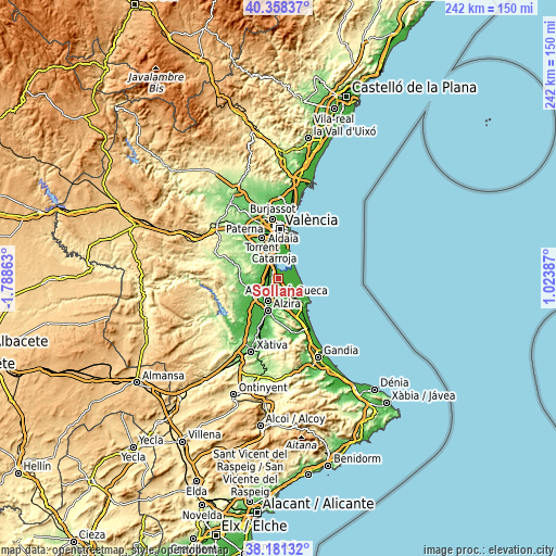 Topographic map of Sollana