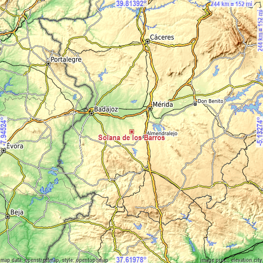 Topographic map of Solana de los Barros