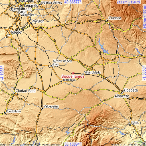 Topographic map of Socuéllamos