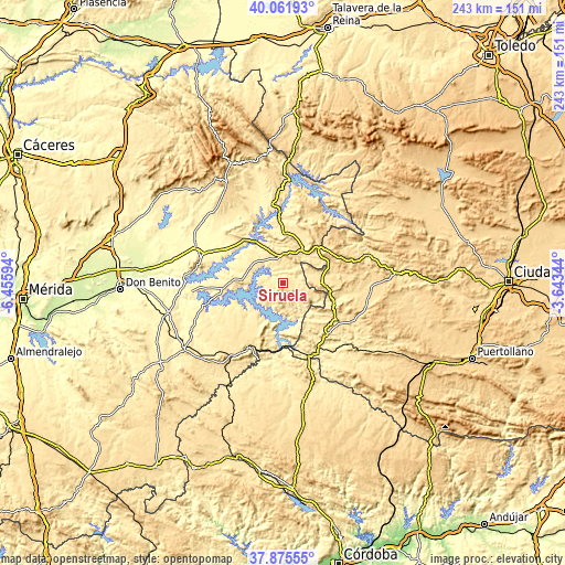 Topographic map of Siruela