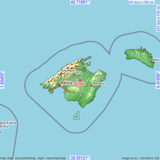 Topographic map of Sineu