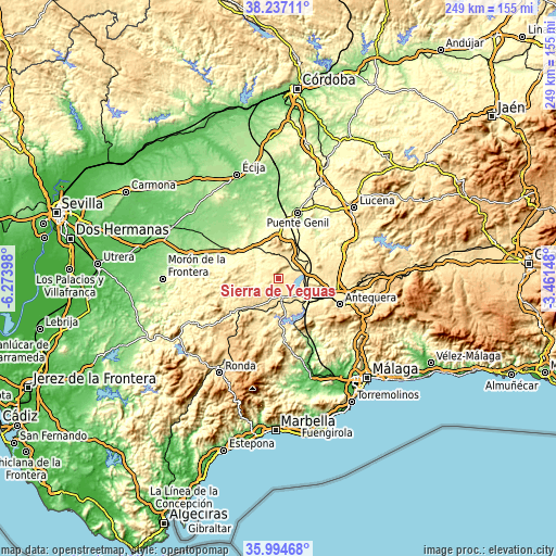 Topographic map of Sierra de Yeguas