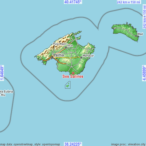 Topographic map of Ses Salines