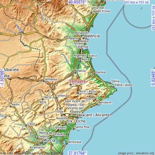 Topographic map of Sempere