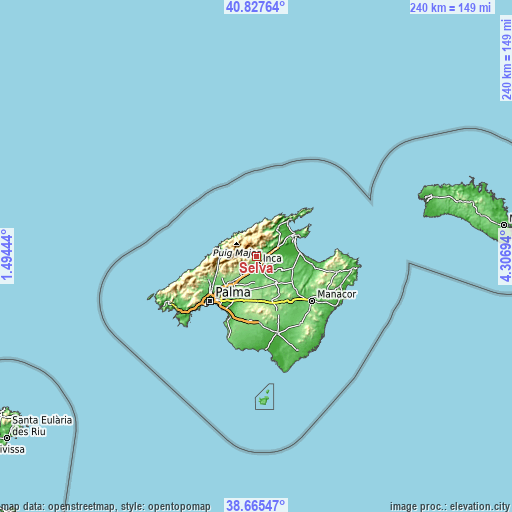 Topographic map of Selva