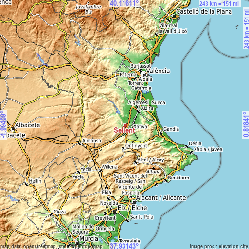 Topographic map of Sellent