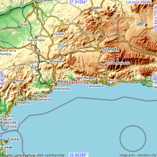 Topographic map of Sayalonga