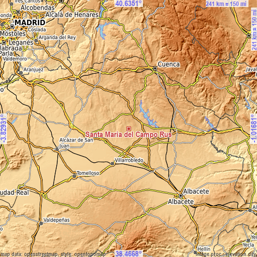 Topographic map of Santa María del Campo Rus