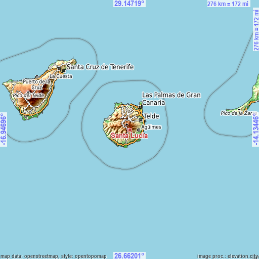 Topographic map of Santa Lucía