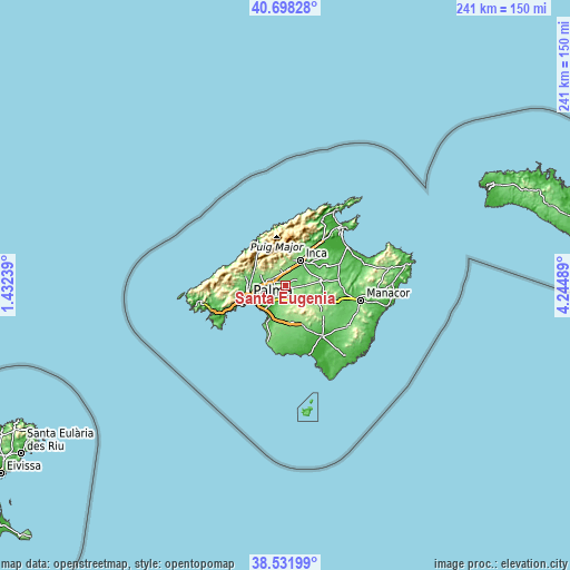 Topographic map of Santa Eugènia