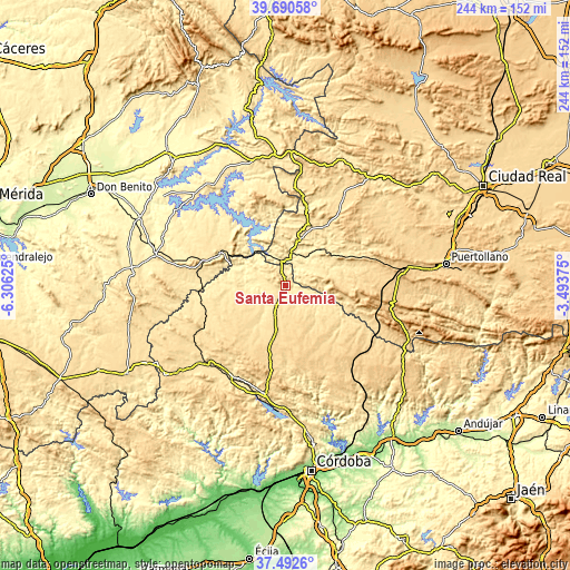 Topographic map of Santa Eufemia