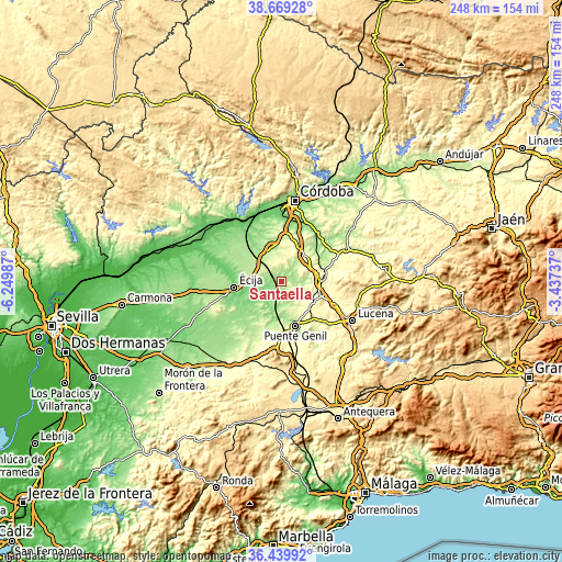 Topographic map of Santaella