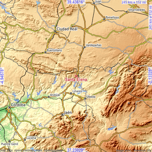 Topographic map of Santa Elena