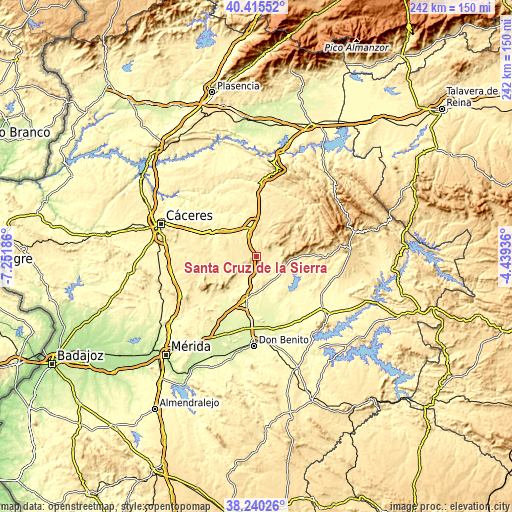 Topographic map of Santa Cruz de la Sierra