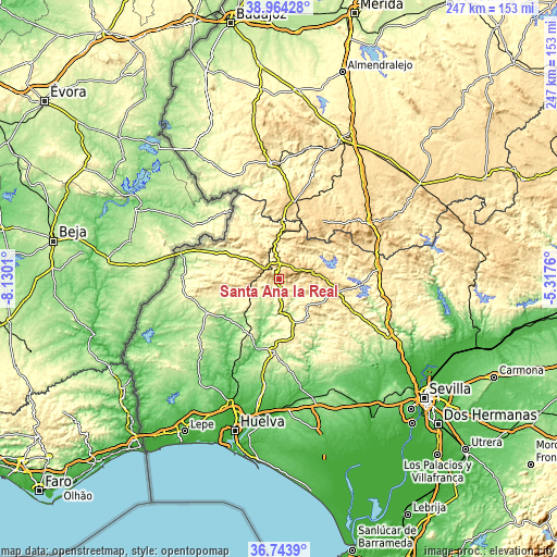 Topographic map of Santa Ana la Real