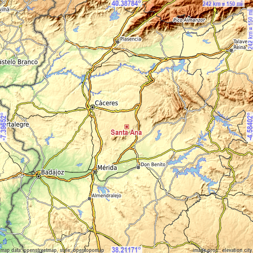 Topographic map of Santa Ana