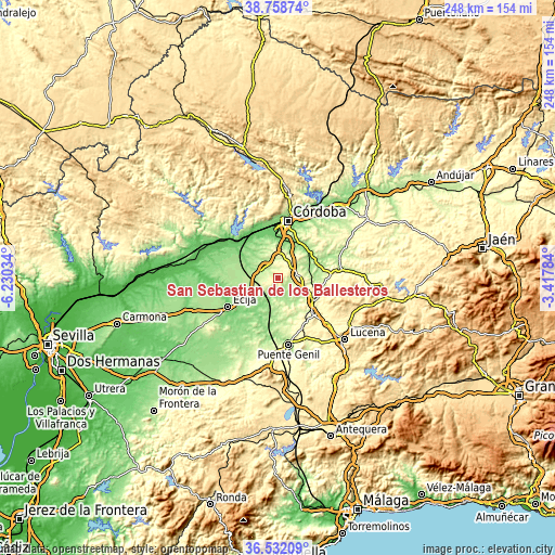 Topographic map of San Sebastián de los Ballesteros