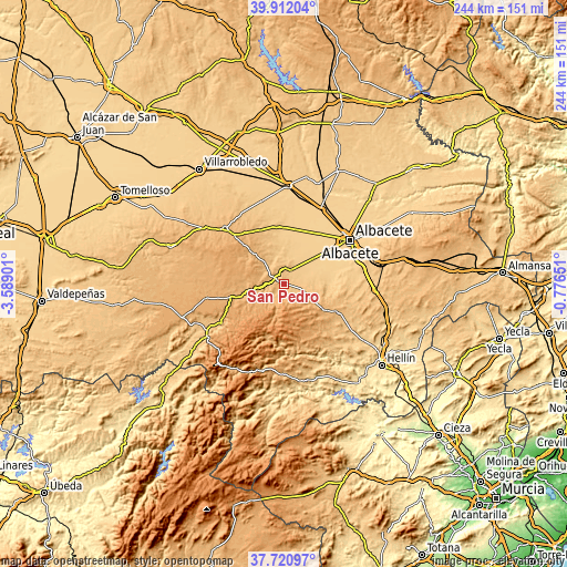 Topographic map of San Pedro