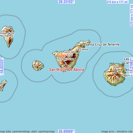 Topographic map of San Miguel De Abona