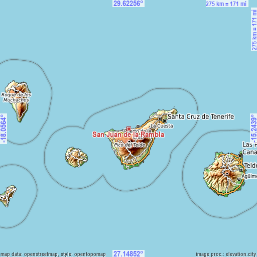 Topographic map of San Juan de la Rambla