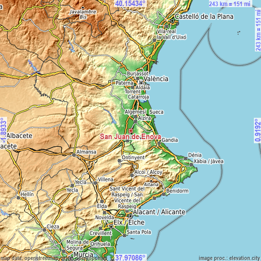 Topographic map of San Juan de Énova