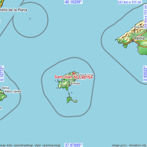 Topographic map of Sant Joan de Labritja