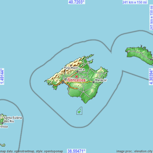 Topographic map of Sencelles