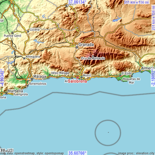 Topographic map of Salobreña