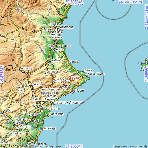 Topographic map of Sagra