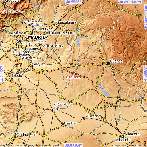 Topographic map of Saelices