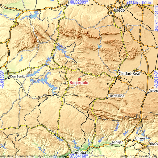 Topographic map of Saceruela