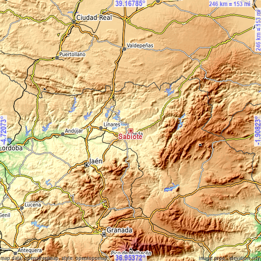 Topographic map of Sabiote