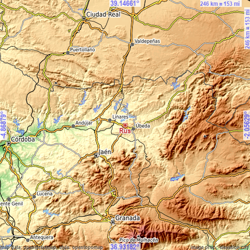 Topographic map of Rus