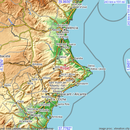 Topographic map of Rugat