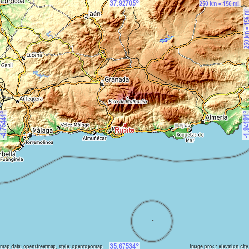 Topographic map of Rubite